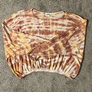 LNA Tie Dye Long Sleeve Bubble Hem Blouse Size Small
